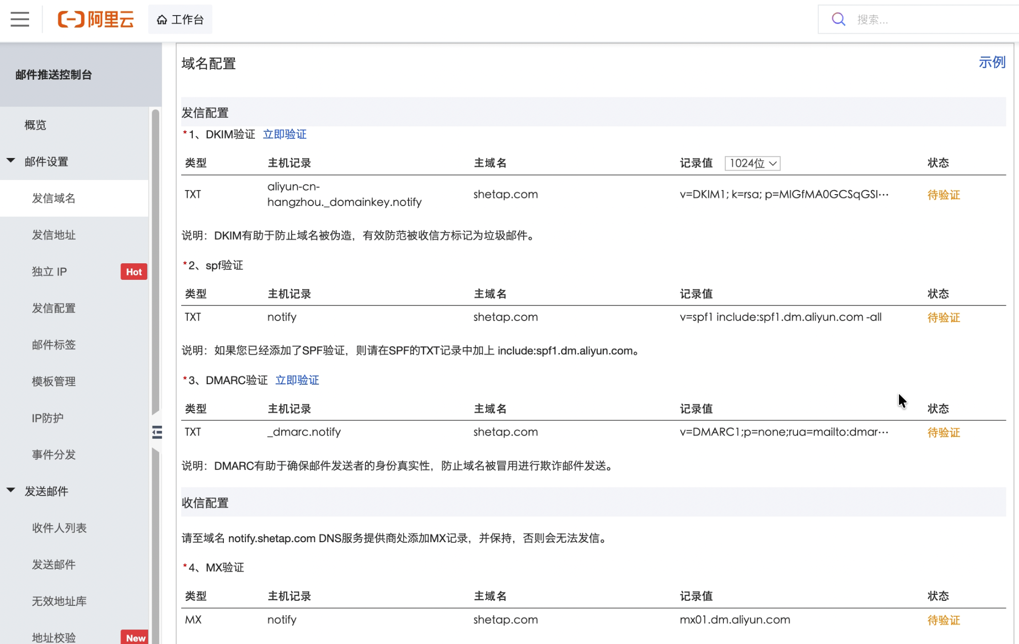 域名配置菜单